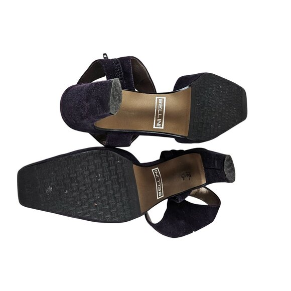 Bellini Heels Womens Size 8.5M Purple Suede Square Toe Ankle Strap Side Zipper - Picture 2 of 9